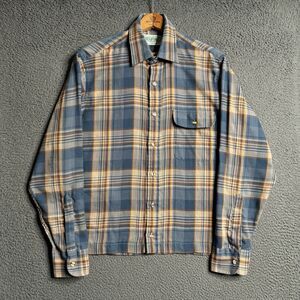 Vintage 80s American Eagle Cropped Button Up Shirt Long Sleeve Check Plaid Sz M
